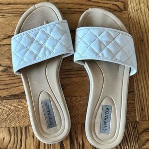 Steve Madden White Beige Sandal Slides Size 7 Women’s